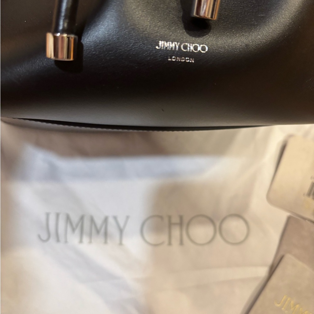 Jimmy Choo Black Leather Drawstring Bucket Bag - Picture 5 of 7